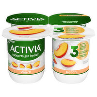 Activia Yogurt, Lowfat, Peach - 4 Each 