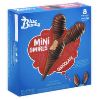 Blue Bunny Mini Cones, MiniSwirls, Chocolate - 8 Each