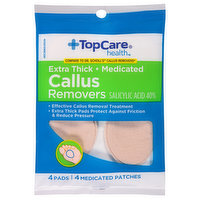 TopCare Callus Removers, Medicated, Extra Thick - 4 Each 