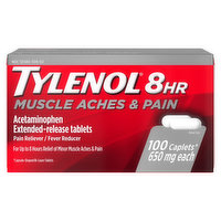 Tylenol Muscle Aches & Pain, 650 mg, 8 HR, Extended-Release Tablets, Caplets - 100 Each
