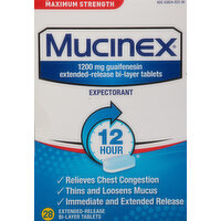 Mucinex Expectorant, 1200 mg, Maximum Strength, 12 Hour, Tablets