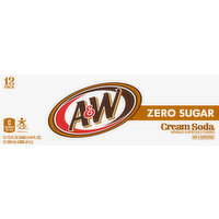 A&W Cream Soda, Zero Sugar, 12 Pack - 12 Each 