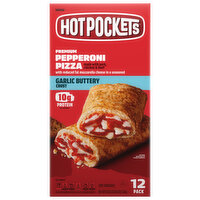 Hot Pockets Crust, Pepperoni Pizza, Premium, Garlic Buttery, 12 Pack - 12 Each 