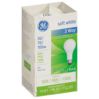 GE Light Bulb, 3 Way, Soft White, 30/70/100 Watts