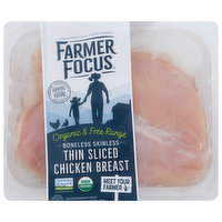 Farmer Focus Chicken Breast, Boneless, Skinless, Organic & Free Range, Thin Sliced - 1.24 Pound