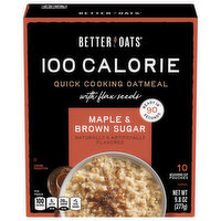 Better Oats Oatmeal, with Flax Seeds, 100 Calorie, Quick Cooking, Maple & Brown Sugar