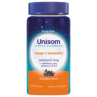 Unisom Melatonin, 5 mg, Sleep + Immunity, Elderberry Flavor, Gummies
