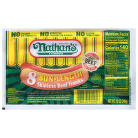 Nathan's Famous Beef Franks, Skinless, Bun Length - 8 Each 