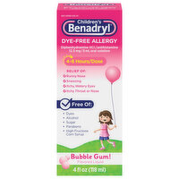 Benadryl Allergy, Dye-Free, Bubble Gum Flavored, Liquid