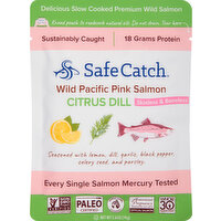 Safe Catch Pink Salmon, Citrus Dill, Skinless & Boneless - 2.6 Ounce 