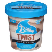 Blue Bunny Frozen Dairy Dessert, Cookies & Cream, Twist - 1 Pint 