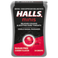 Halls Cough Drops, Sugar Free, Cherry Flavor, Minis - 24 Each 