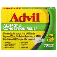 Advil Allergy & Congestion Relief, Coated Tablets - 10 Each 