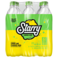 Starry Soda, Lemon Lime Flavored, 6 Pack