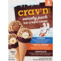 Crav'n Flavor Ice Cream Cones, Variety Pack - 8 Each 