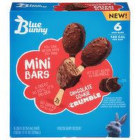 Blue Bunny Frozen Dairy Dessert, Chocolate Cookie Crumble, Mini Bars - 6 Each 