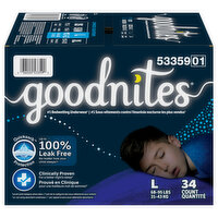 GoodNites Underwear, Nighttime, Large (68-95 lbs), Boys - 34 Each 