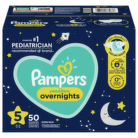 Pampers Diapers, Swaddlers Overnights, 5 (27+ lb), Super Pack - 50 Each 