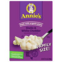 Annie's Macaroni & Cheese, Shells & White Cheddar, Family Size - 10.5 Ounce