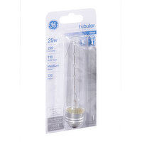 GE Light Bulb, Tubular, Clear, 25 Watts - 1 Each