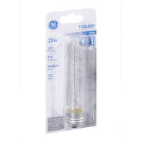 GE Light Bulb, Tubular, Clear, 25 Watts - 1 Each 