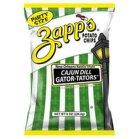 Zapp's Potato Chips,  Cajun Dill Gator-Tators, New Orleans Kettle Style,Party Size - 8 Ounce 