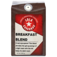 Lola Savannah Coffee, Ground, Fresh Roasted, Breakfast Blend - 12 Ounce 