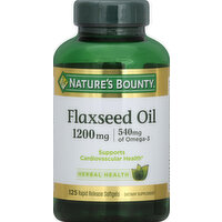 Nature's Bounty Flaxseed Oil, 1200 mg, Rapid Release Softgels - 125 Each