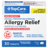 TopCare Allergy Relief, Original Prescription Strength, 10 mg, Non-Drowsy, Tablets - 30 Each 