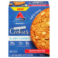 Atkins Cookies, Protein, Peanut Butter, Soft & Chewy - 4 Each 