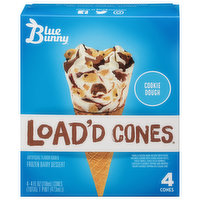 Blue Bunny Frozen Dairy Dessert, Cookie Dough - 4 Each