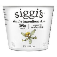 Siggi's Yogurt, Vanilla, Fat Free - 5.3 Ounce 