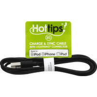 Hottips Cable, Charge & Sync, 3 Feet Long - 1 Each 
