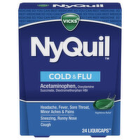 Vicks Cold & Flu, Nighttime Relief, Liquicaps - 24 Each 