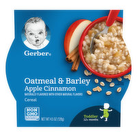 Gerber Cereal, Oatmeal & Barley, Apple Cinnamon, Toddler (12+ Months) - 4.5 Ounce 
