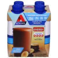 Atkins Protein-Rich Shake, Steady Energy, Chocolate Banana - 4 Each 