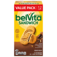 BELVITA belVita Breakfast Sandwich Dark Chocolate Creme Breakfast Biscuits, Value Pack, 12 Packs (2 Sandwiches Per Pack)