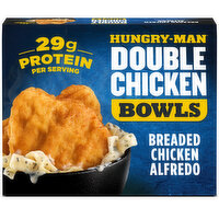 Hungry-Man Double Chicken Bowls, Breaded Chicken Alfredo, Frozen Dinner Meal - 15 Ounce 