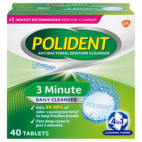 Polident Denture Cleanser, Antibacterial, 3 Minute, Tablets