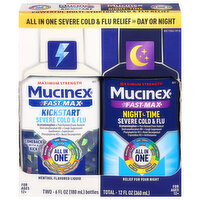 Mucinex Severe Cold & Flu, Maximum Strength, Kickstart/Night Time, Menthol Flavored Liquid/Relief for Your Night