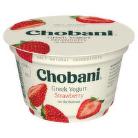 Chobani Yogurt, Greek, Non-Fat, Strawberry on the Bottom - 5.3 Ounce 