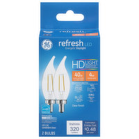 GE Light Bulbs, LED, HD Light, Dimmable, 4 Watts - 2 Each