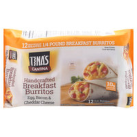 Tina's Breakfast Burritos, Handcrafted, Egg, Bacon & Cheddar Cheese, 12 Pack