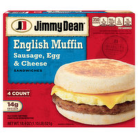 Jimmy Dean English Muffin, Sausage, Egg & Cheese - 4 Each 