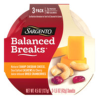 Sargento Balanced Breaks, Sharp Cheddar/Cashews/Cranberries, 3 Pack - 3 Each