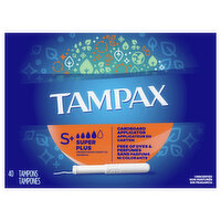 Tampax Tampons, Cardboard Applicator, Unscented, Super Plus Absorbency - 40 Each 