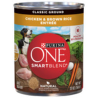Purina One Dog Food, Chicken & Brown Rice Entree, Classic Ground, Adult - 13 Ounce 