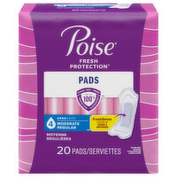 Poise Pads, Moderate, Regular Length - 20 Each 