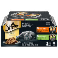 Sheba Cat Food, Premium, Roasted Chicken Entree/Tender Turkey Entree, Cuts in Gravy, Twin-Pack, Variety Pack - 12 Each 