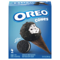 Oreo Frozen Dairy Dessert Cones, Chocolatey Cones Filled with Oreo, 4 Pack